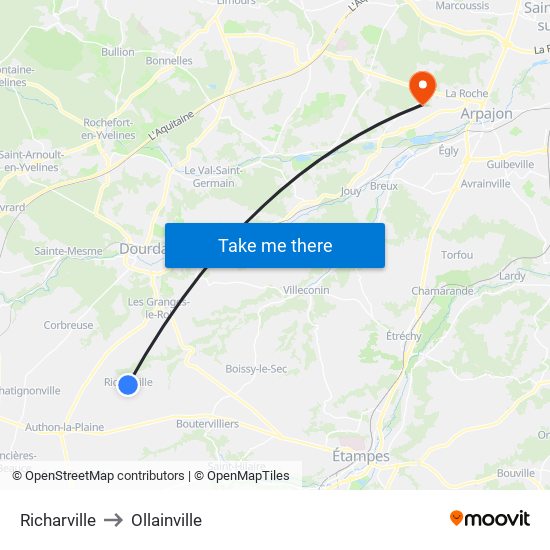 Richarville to Ollainville map