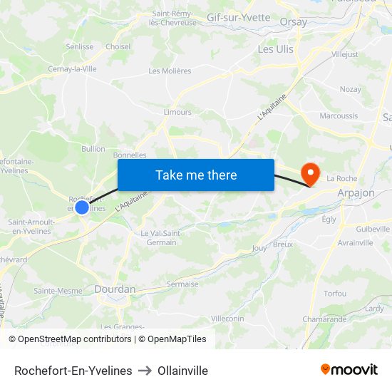 Rochefort-En-Yvelines to Ollainville map