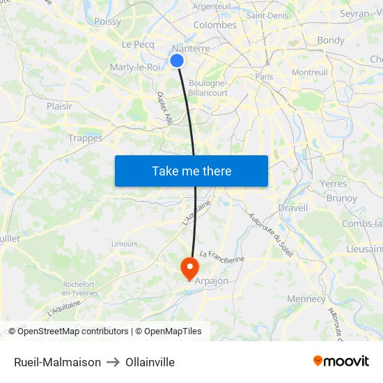 Rueil-Malmaison to Ollainville map