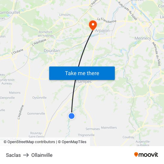Saclas to Ollainville map
