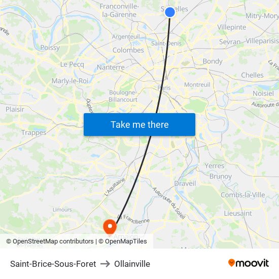 Saint-Brice-Sous-Foret to Ollainville map