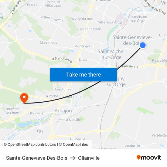 Sainte-Genevieve-Des-Bois to Ollainville map