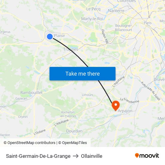 Saint-Germain-De-La-Grange to Ollainville map