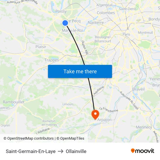 Saint-Germain-En-Laye to Ollainville map