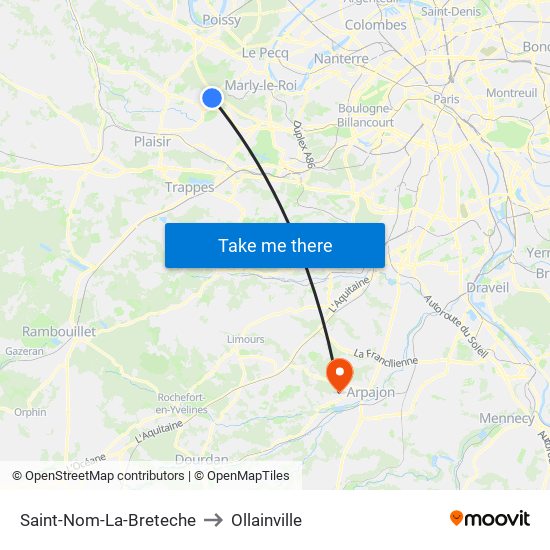 Saint-Nom-La-Breteche to Ollainville map