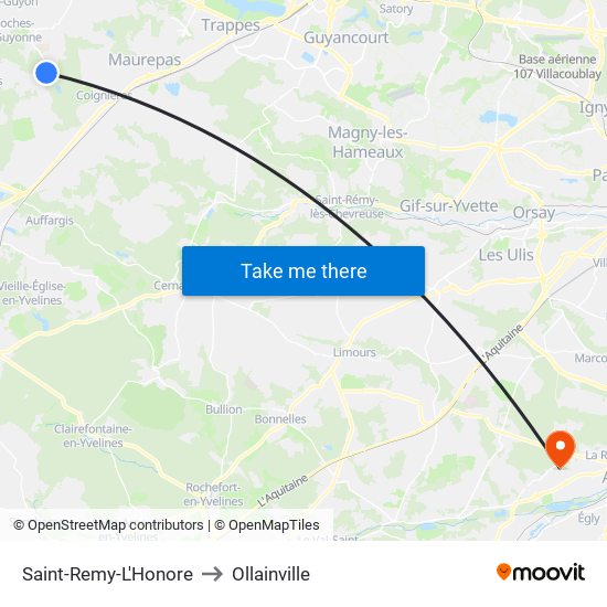 Saint-Remy-L'Honore to Ollainville map