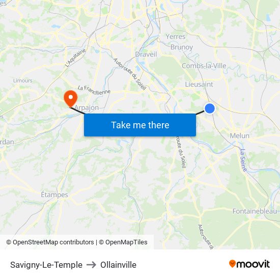 Savigny-Le-Temple to Ollainville map