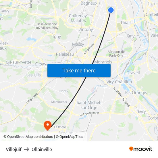Villejuif to Ollainville map