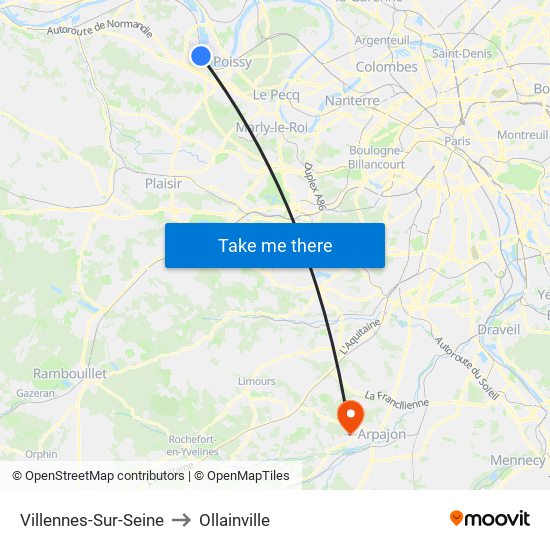Villennes-Sur-Seine to Ollainville map