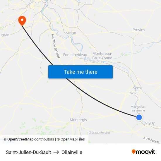 Saint-Julien-Du-Sault to Ollainville map