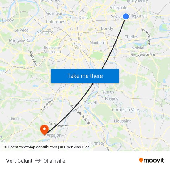 Vert Galant to Ollainville map