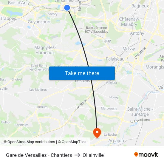 Gare de Versailles - Chantiers to Ollainville map