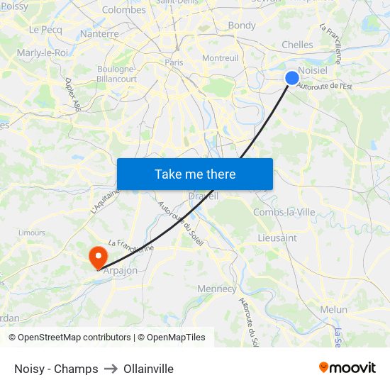 Noisy - Champs to Ollainville map