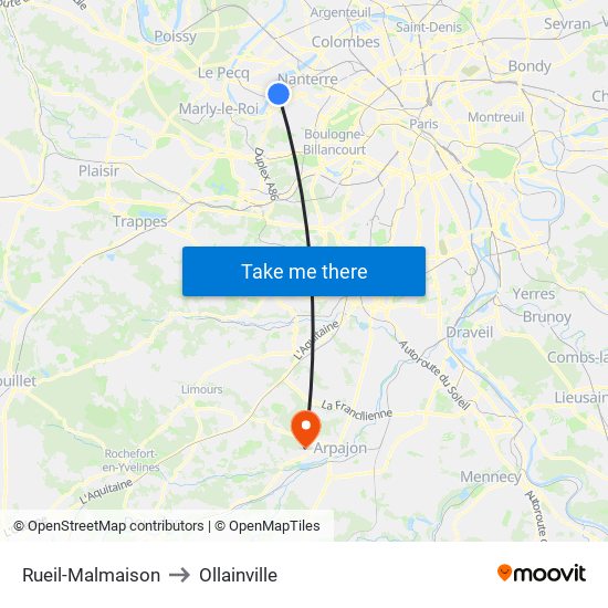 Rueil-Malmaison to Ollainville map