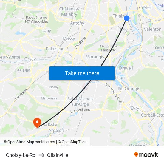 Choisy-Le-Roi to Ollainville map