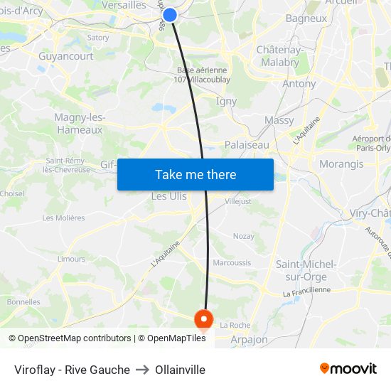 Viroflay - Rive Gauche to Ollainville map