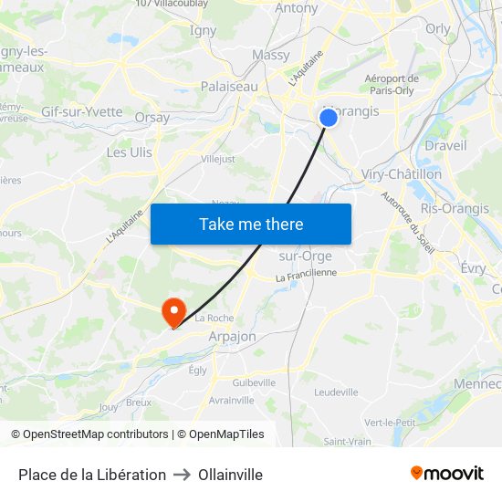 Place de la Libération to Ollainville map