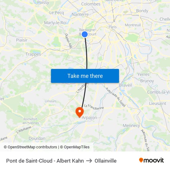 Pont de Saint-Cloud - Albert Kahn to Ollainville map