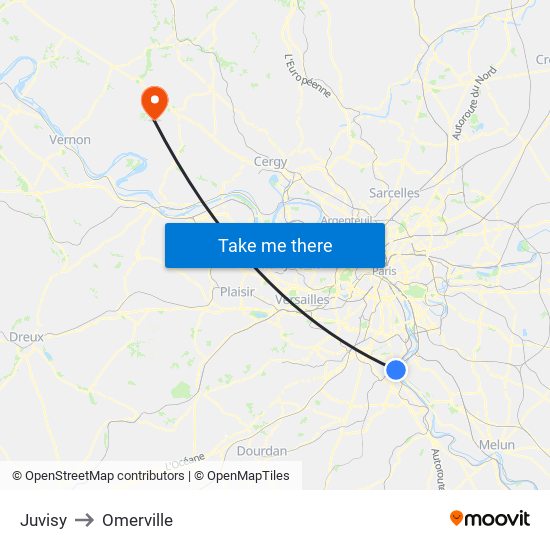 Juvisy to Omerville map