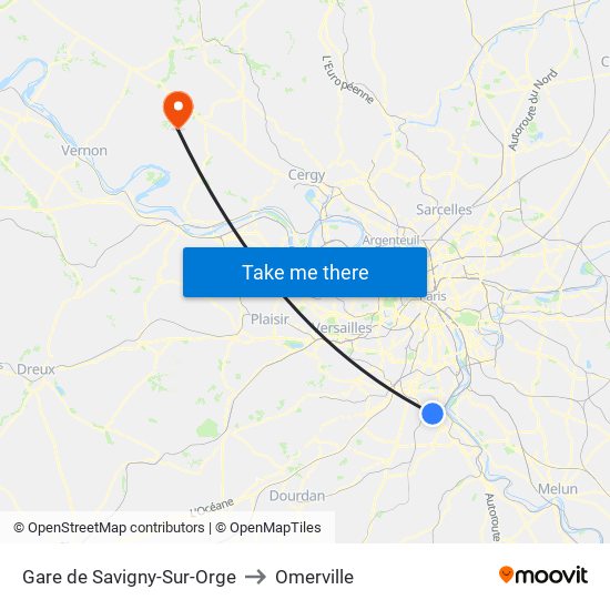 Gare de Savigny-Sur-Orge to Omerville map