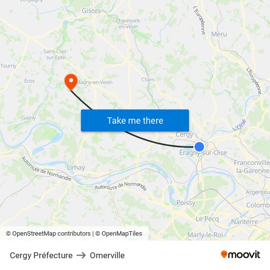 Cergy Préfecture to Omerville map