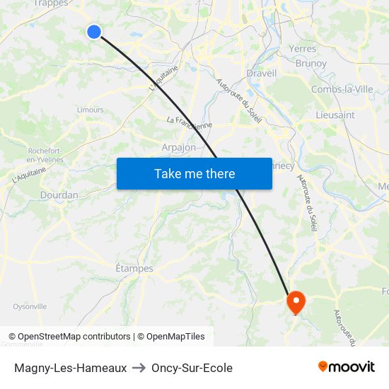 Magny-Les-Hameaux to Oncy-Sur-Ecole map