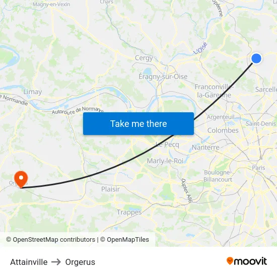 Attainville to Orgerus map