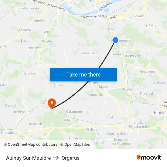 Aulnay-Sur-Mauldre to Orgerus map