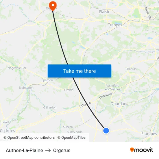 Authon-La-Plaine to Orgerus map
