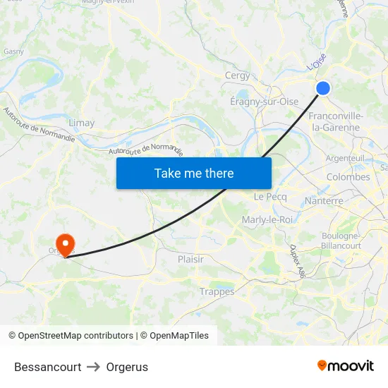 Bessancourt to Orgerus map