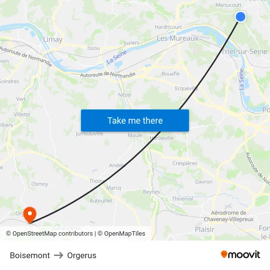 Boisemont to Orgerus map