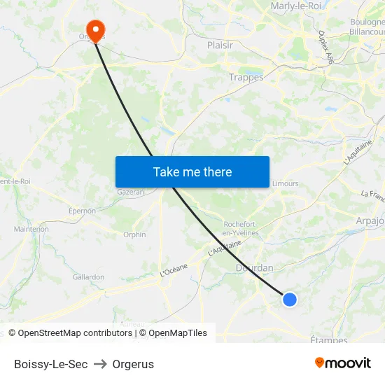 Boissy-Le-Sec to Orgerus map