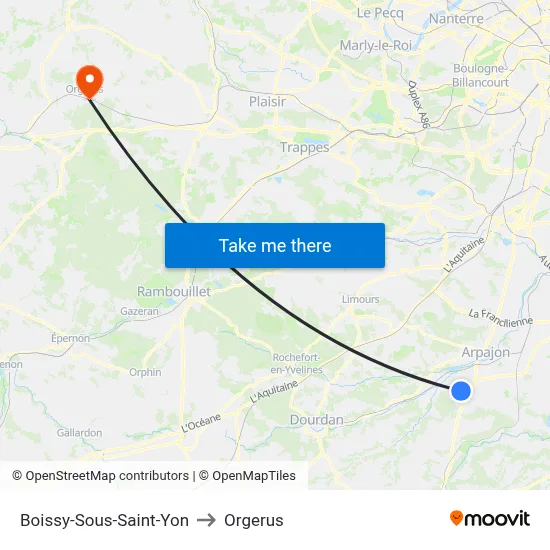 Boissy-Sous-Saint-Yon to Orgerus map