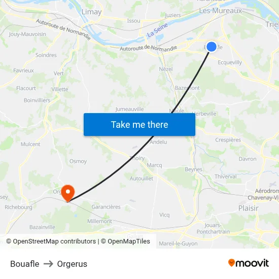 Bouafle to Orgerus map