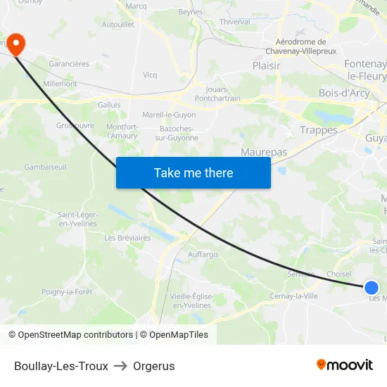 Boullay-Les-Troux to Orgerus map