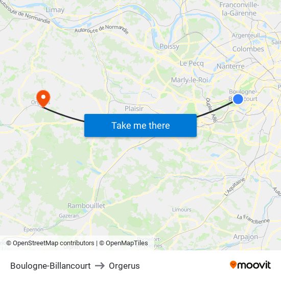 Boulogne-Billancourt to Orgerus map