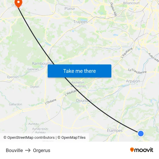 Bouville to Orgerus map