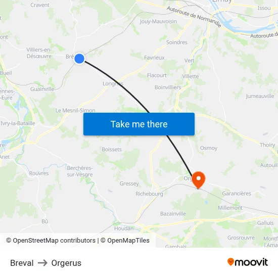 Breval to Orgerus map