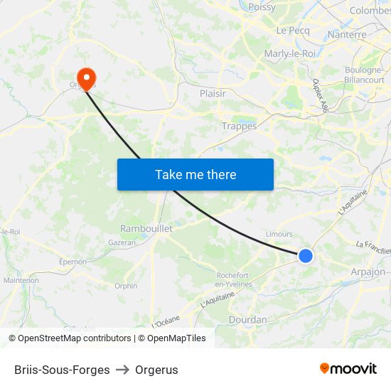 Briis-Sous-Forges to Orgerus map