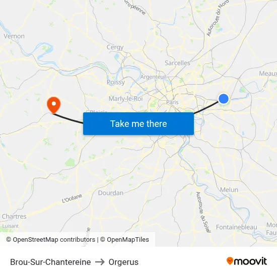 Brou-Sur-Chantereine to Orgerus map