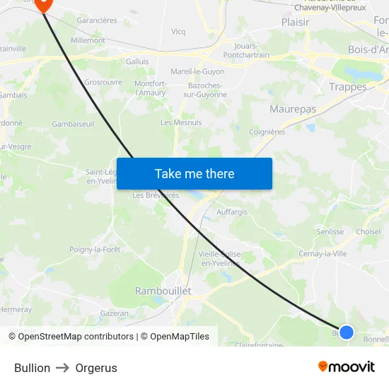 Bullion to Orgerus map