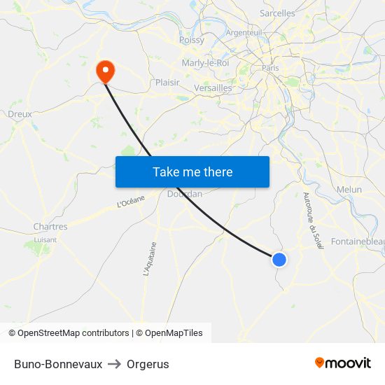 Buno-Bonnevaux to Orgerus map