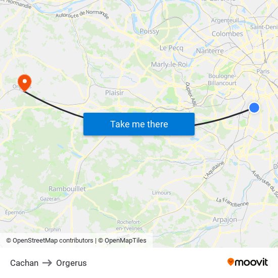 Cachan to Orgerus map