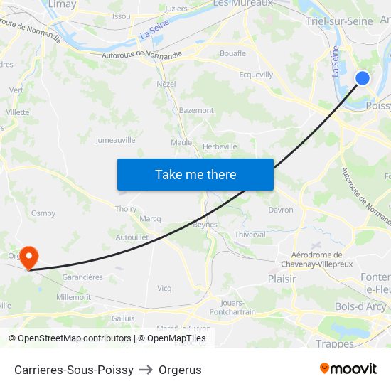 Carrieres-Sous-Poissy to Orgerus map