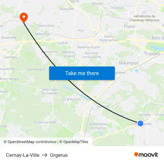 Cernay-La-Ville to Orgerus map