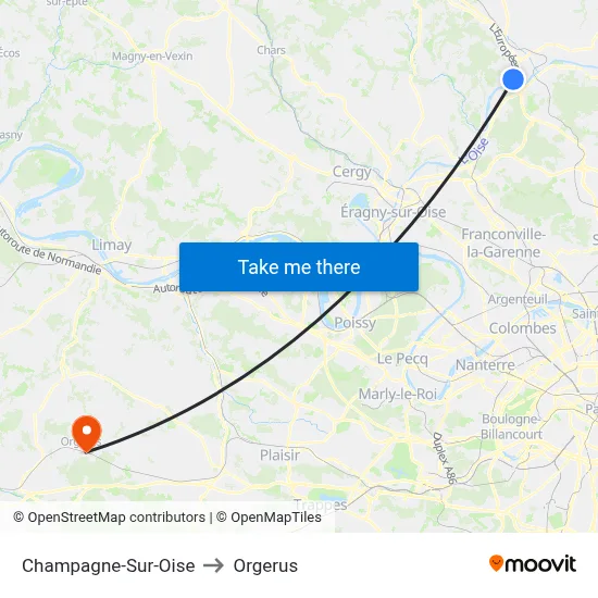 Champagne-Sur-Oise to Orgerus map