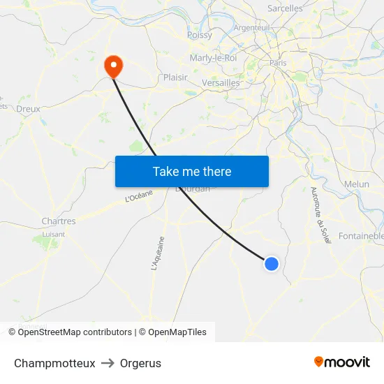 Champmotteux to Orgerus map