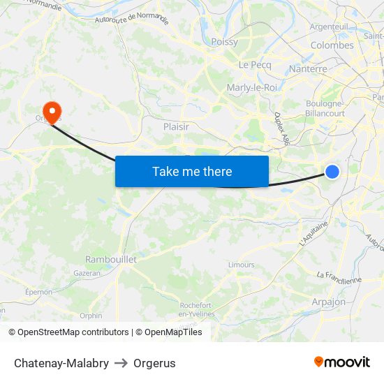 Chatenay-Malabry to Orgerus map