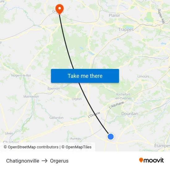 Chatignonville to Orgerus map
