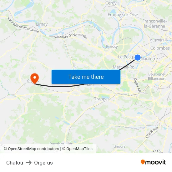Chatou to Orgerus map